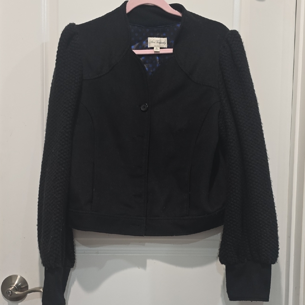 ALICE by Temperley Black Knit Sleeve Blazer - Picture 1 of 6